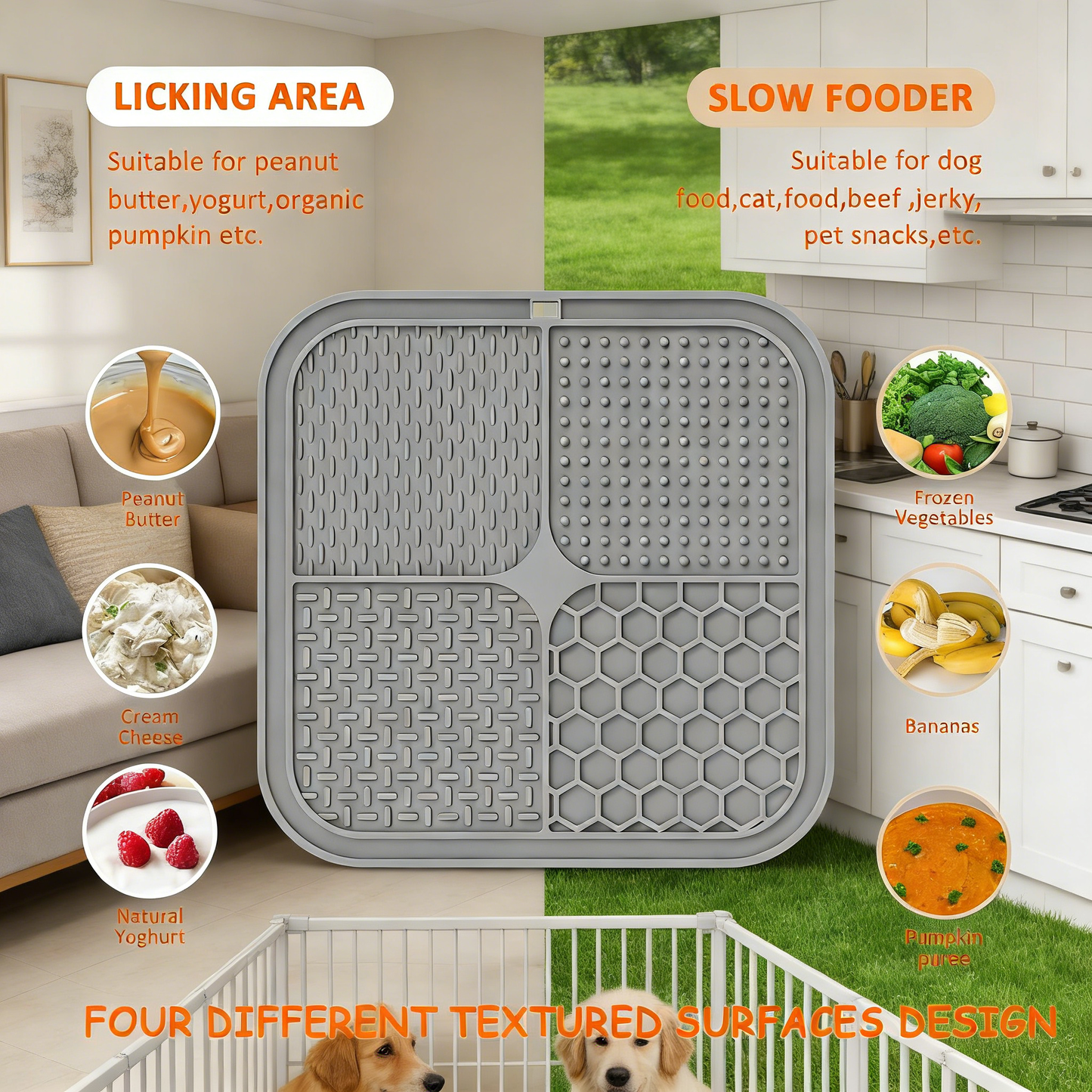 Upgraded 8.5×8.5 inches Licking Mats with Suction Cups