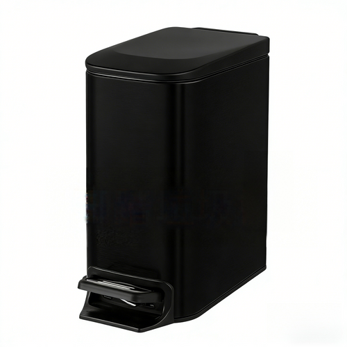 Small Bathroom Trash Can with Lid Soft Close, Step Pedal, 6 Liter / 1.6 Gallon Stainless Steel Mini Garbage Can for Office