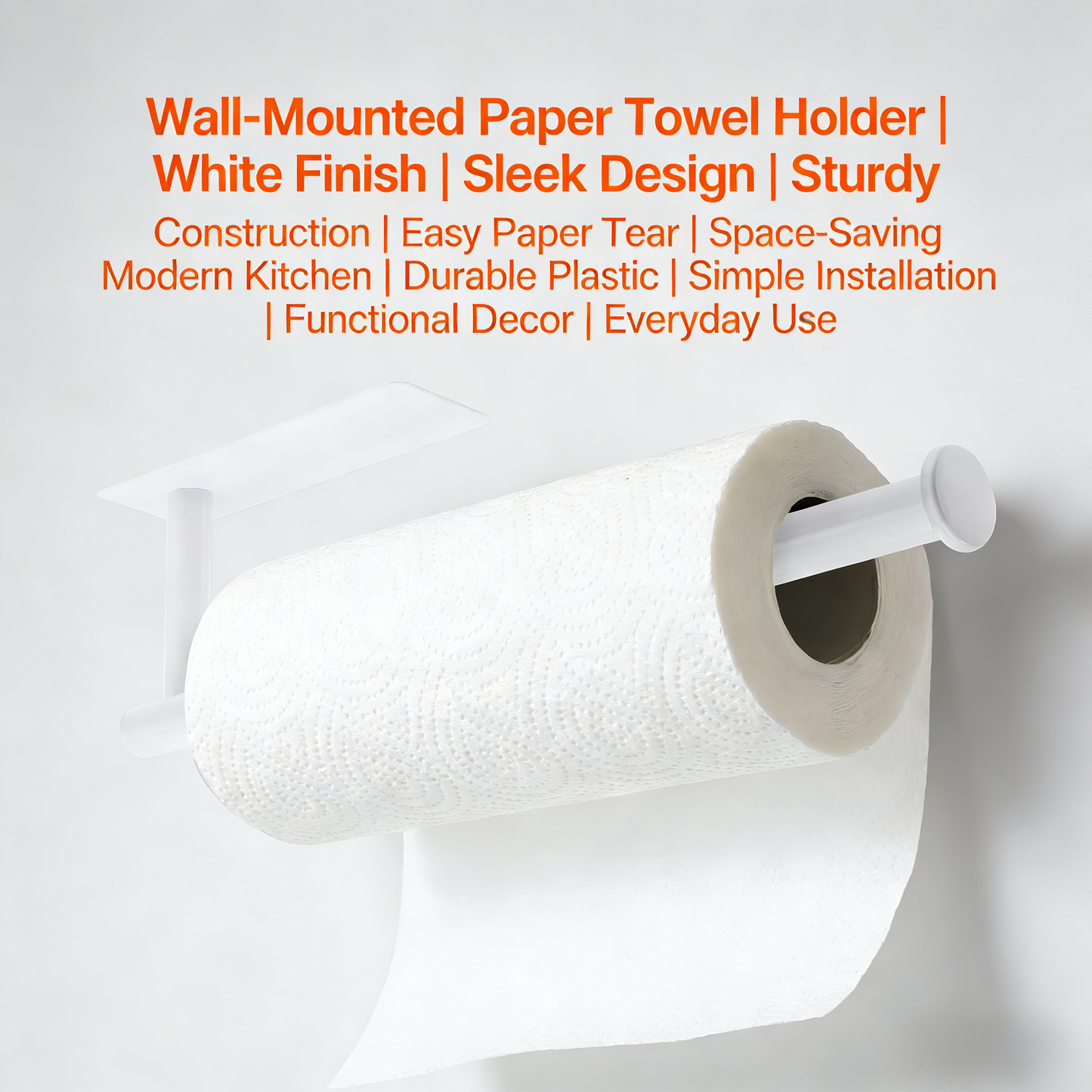 White Paper Towel Holder - Under Cabinet Paper Towel Holder for Kitchen