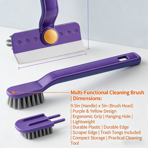 Lightweight Scraper Cleaning Brush with Hard Bristles and Built-in Garbage Holder, Multi-Surface Cleaner for Kitchen Sink, Bathroom Tub