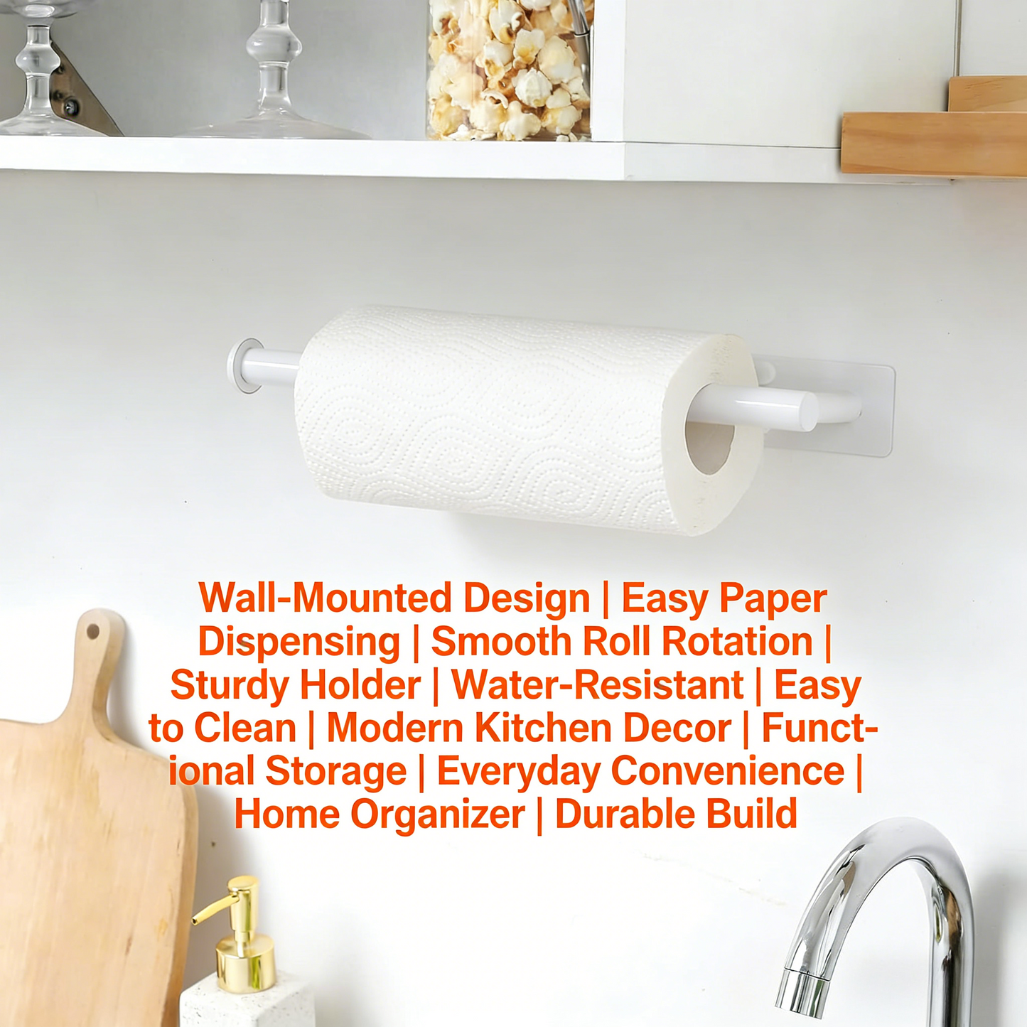 White Paper Towel Holder - Under Cabinet Paper Towel Holder for Kitchen