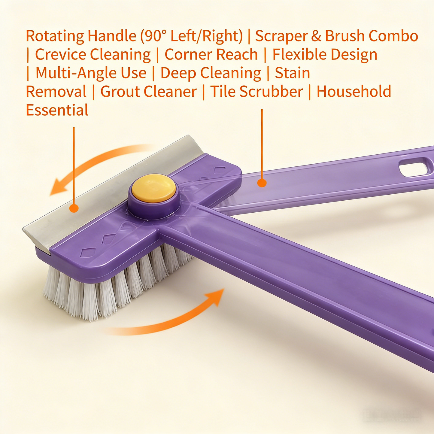 Lightweight Scraper Cleaning Brush with Hard Bristles and Built-in Garbage Holder, Multi-Surface Cleaner for Kitchen Sink, Bathroom Tub