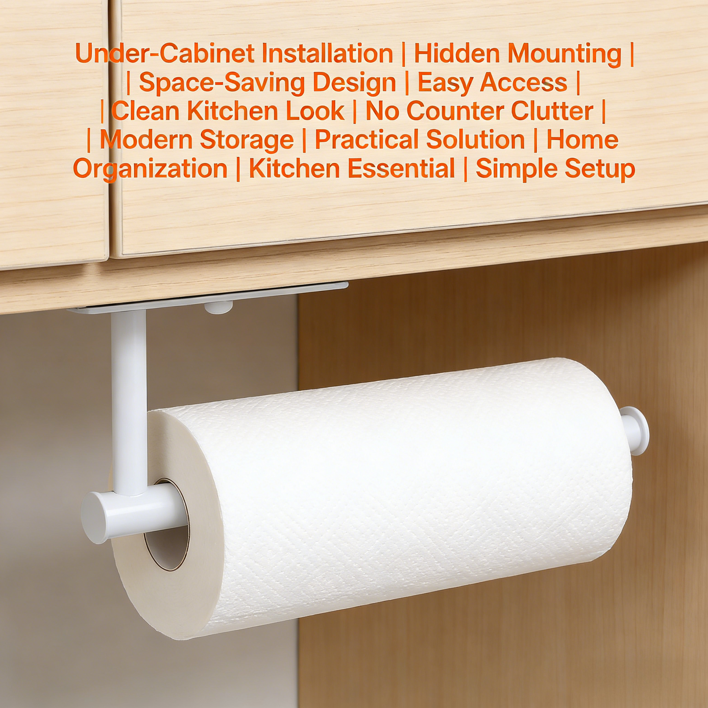 White Paper Towel Holder - Under Cabinet Paper Towel Holder for Kitchen
