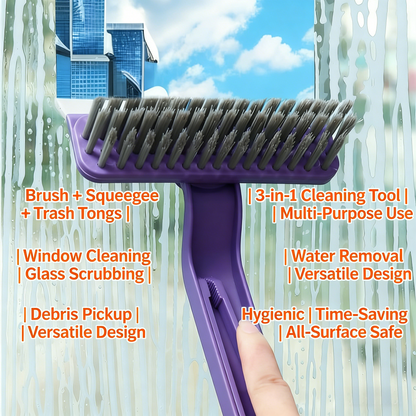 Lightweight Scraper Cleaning Brush with Hard Bristles and Built-in Garbage Holder, Multi-Surface Cleaner for Kitchen Sink, Bathroom Tub