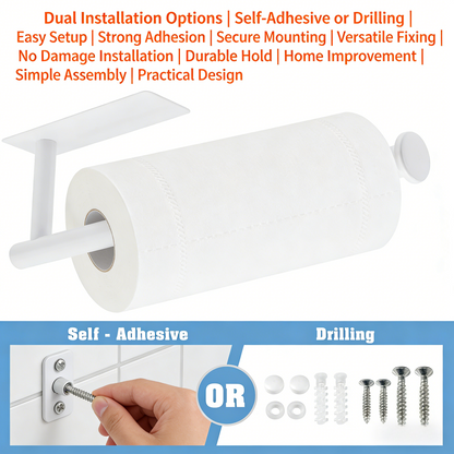 White Paper Towel Holder - Under Cabinet Paper Towel Holder for Kitchen