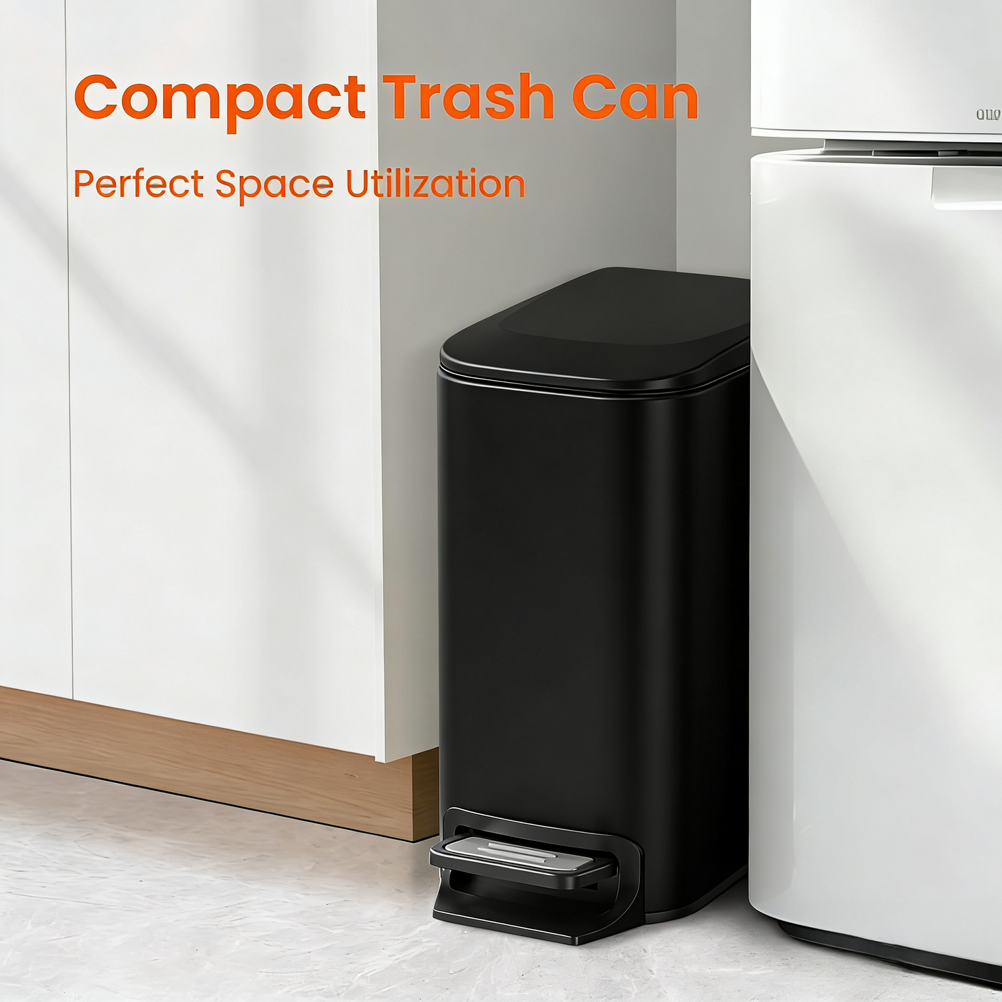 Small Bathroom Trash Can with Lid Soft Close, Step Pedal, 6 Liter / 1.6 Gallon Stainless Steel Mini Garbage Can for Office