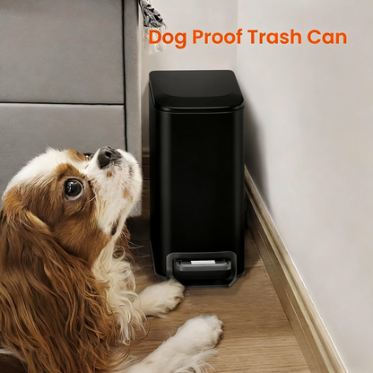 Small Bathroom Trash Can with Lid Soft Close, Step Pedal, 6 Liter / 1.6 Gallon Stainless Steel Mini Garbage Can for Office